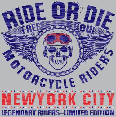 Motosiklet etiket t-shirt tasarımı ile özel chop çizimi