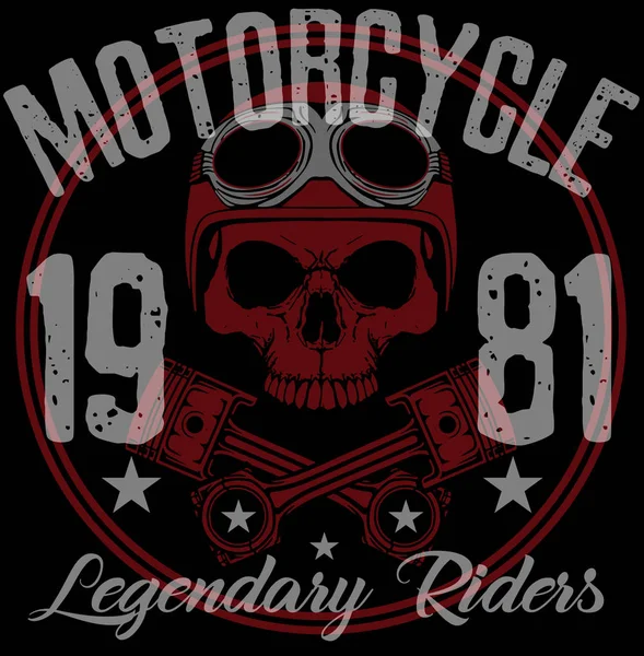 Motocykl label t-shirt design s ukázkou vlastních kotleta — Stockový vektor