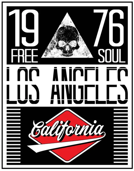 Los Angeles motocykl czaszki typografii plakat — Wektor stockowy