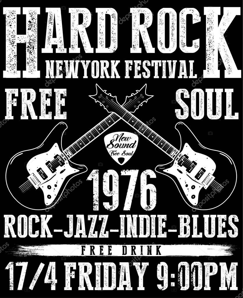 Rock Poster monochrome hipster vintage label; badge; flayer 