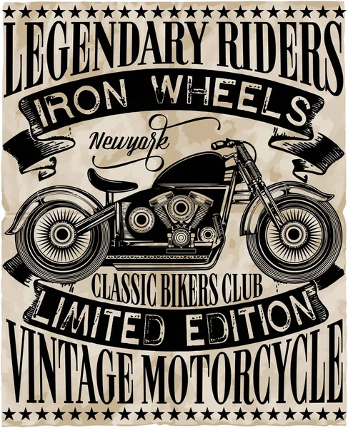 Diseño gráfico de la motocicleta tee — Archivo Imágenes Vectoriales