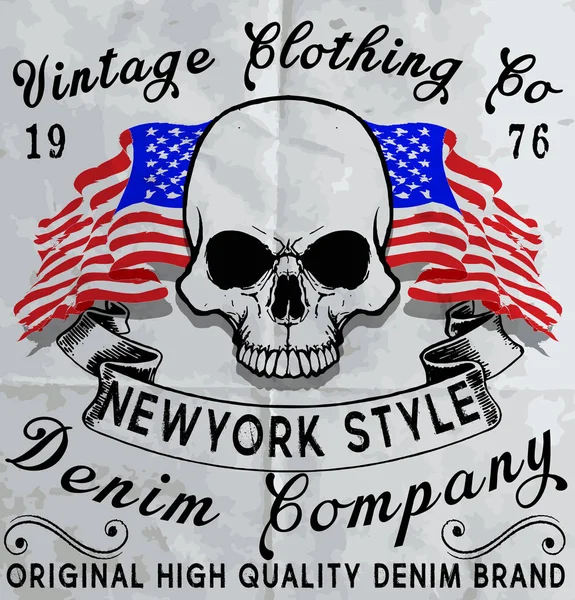 Moda Crânio T-shirt Design Gráfico —  Vetores de Stock