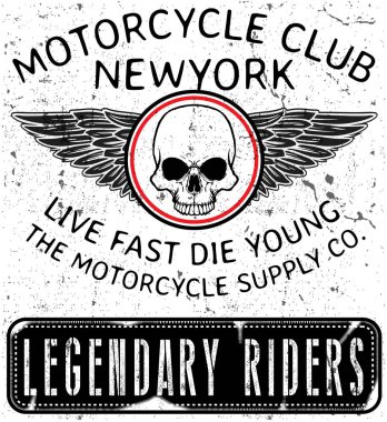 Vintage motosiklet t-shirt grafiği