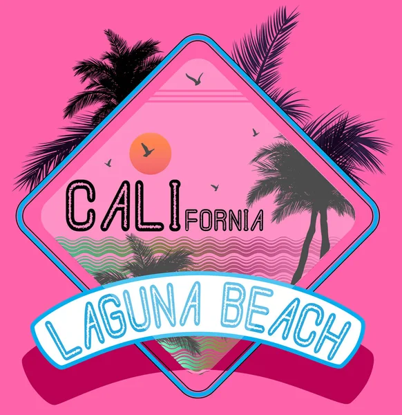 California Laguna Beach maglietta estiva graphic design — Vettoriale Stock