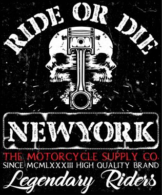 Motosiklet Poster kafatası T-shirt grafiği