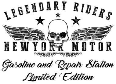 Motosiklet Poster kafatası T-shirt grafiği