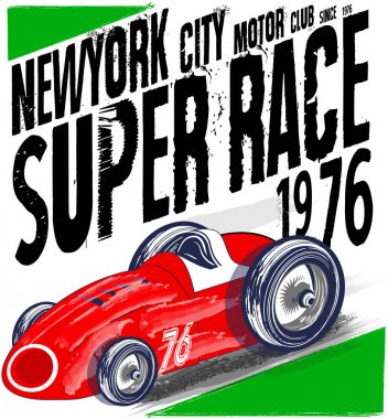 Vintage yarış arabası printing.vector eski okul yarış poster.retr için