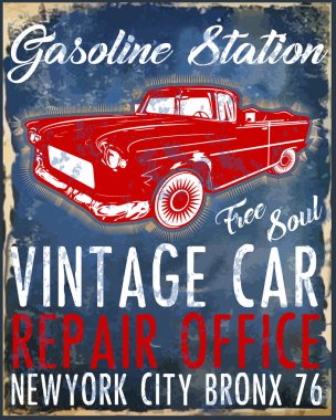 Eski Amerikan araba Vintage klasik Retro adam T gömlek grafik Desig