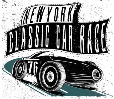 Vintage yarış arabası printing.vector eski okul yarış poster.retr için