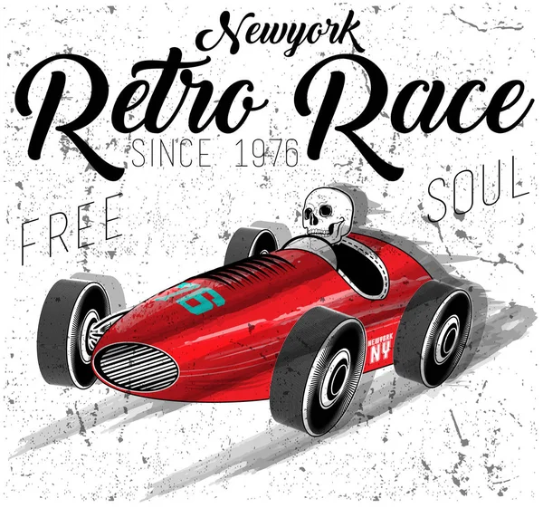 Vintage race car for printing.vector old school race poster.retr — Stock Vector