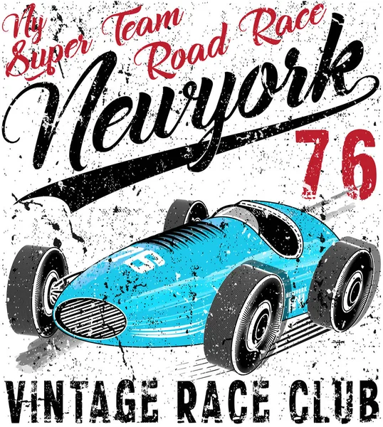 Vintage race car for printing.vector old school race poster.retr — Stock Vector