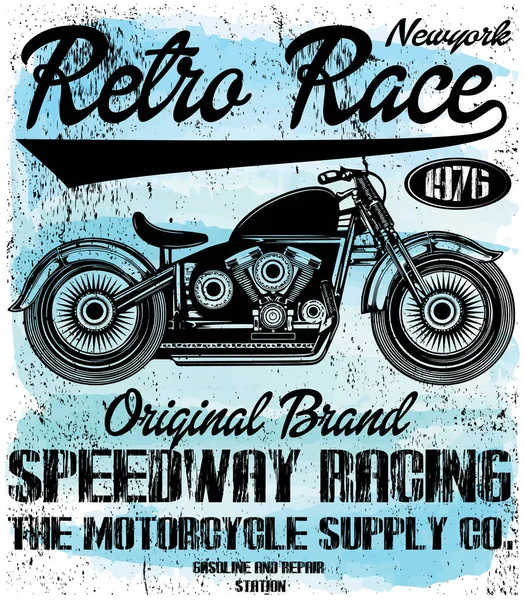 Motosiklet Poster kafatası T-shirt grafiği — Stok Vektör