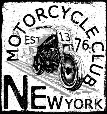 Vintage motosiklet t-shirt grafiği