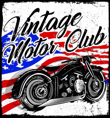 Vintage motosiklet t-shirt grafiği