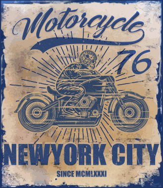 Vintage motosiklet t-shirt grafiği