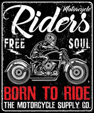 Vintage motosiklet t-shirt grafiği