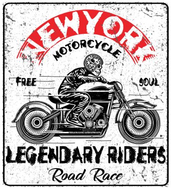 Vintage motosiklet t-shirt grafiği
