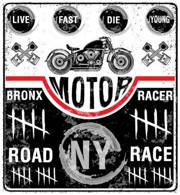 Vintage motosiklet t-shirt grafiği