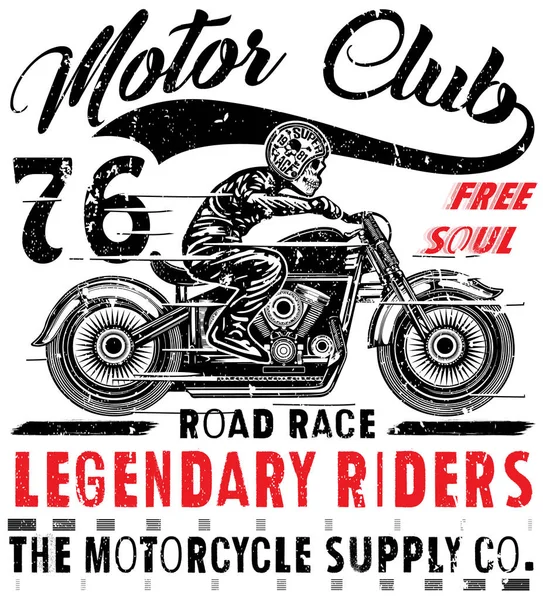 Vintage motorcykel t-shirt grafik — Stock vektor