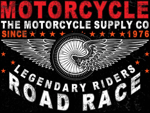 Vintage motosiklet poster t gömlek grafik tasarım — Stok Vektör