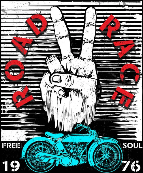 Vintage motosiklet poster t gömlek grafik tasarım — Stok Vektör