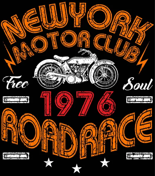 老式摩托车海报 t 恤图形设计 — 图库矢量图片