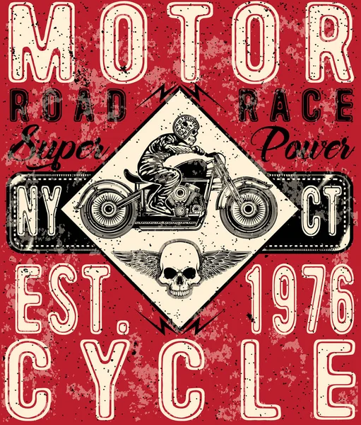 Moto poster tee design graphique — Image vectorielle