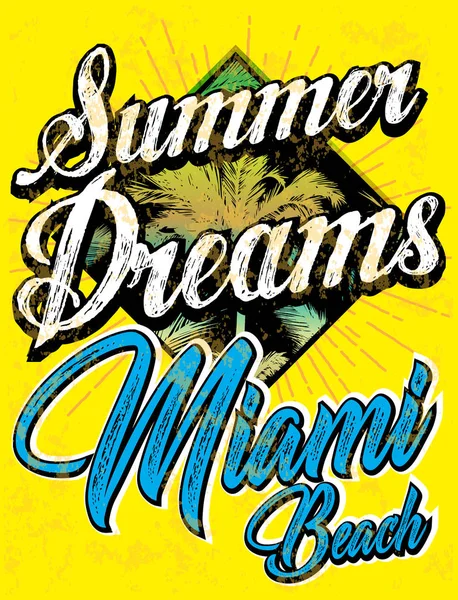 Vintage Miami spiaggia tipografia sportiva; t-shirt grafica; vettore il — Vettoriale Stock