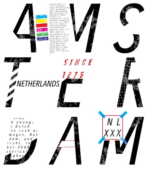 Amsterdam affiche vectorielle design graphique — Image vectorielle