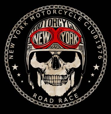 Vintage motorcu kafatası amblemi Tee grafiği