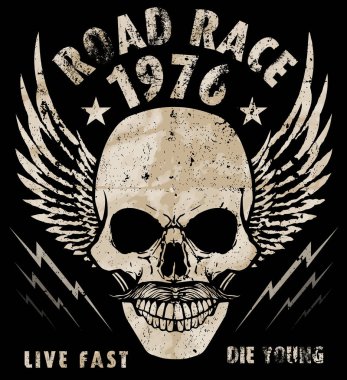 Vintage motorcu kafatası amblemi Tee grafiği