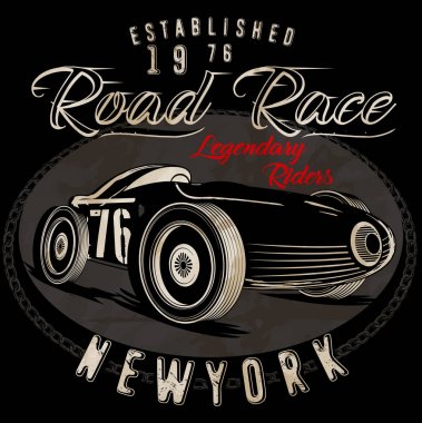 Vintage yarış arabası printing.vector eski okul yarış poster.retr için