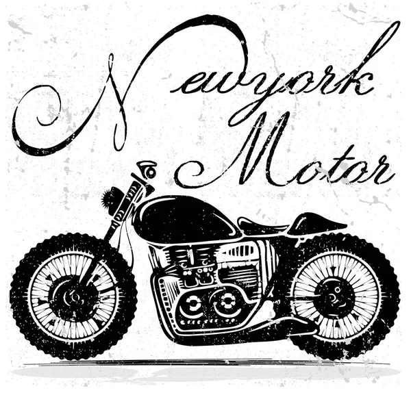 빈티지 오토바이 포스터 t-셔츠 그래픽 디자인 — 스톡 벡터