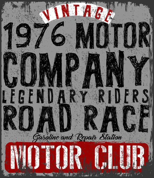 Vintage motocicleta cartaz t-shirt tipografia design gráfico — Vetor de Stock