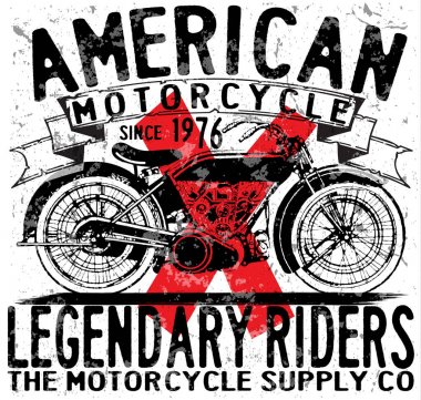 Motosiklet tipografi; t-shirt grafik; vektörel çizimler