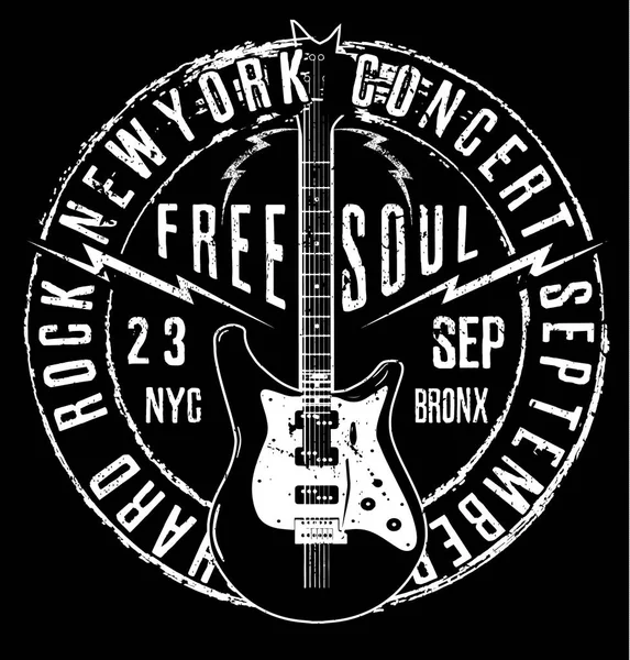 Cool Grunge guitare électrique dessinée à la main avec du texte déformé dedans — Image vectorielle