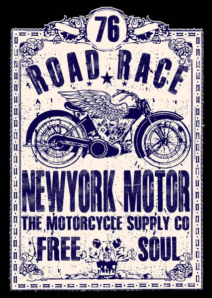 Tipografía de motocicleta; gráficos de camisetas; vectores — Archivo Imágenes Vectoriales