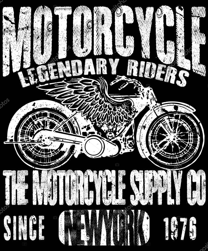 Motorcycle typography; t-shirt graphics; vectors