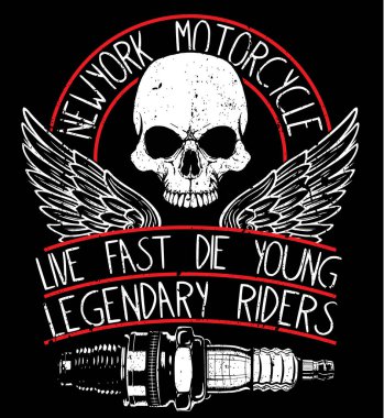 Kafatası tee grafik tasarım motosiklet