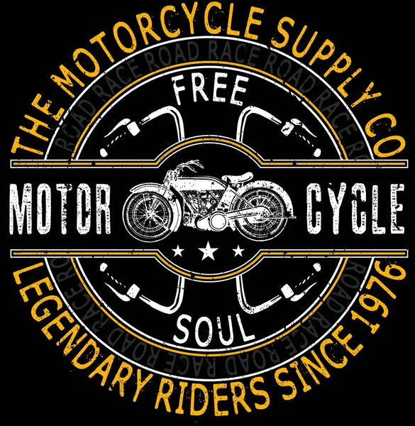 Vintage motosiklet. Çizilmiş grunge vintage illüstrasyon el