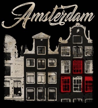 Amsterdam tee moda stil grunge vektör