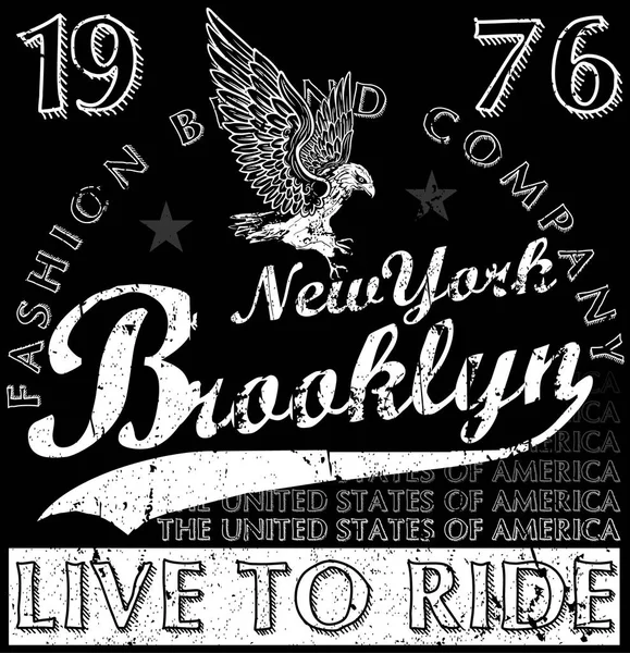Nueva York Brooklyn camiseta de moda diseño gráfico — Archivo Imágenes Vectoriales