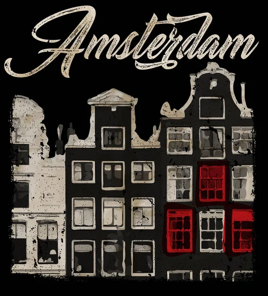 Amsterdam tee moda estilo grunge vector — Archivo Imágenes Vectoriales