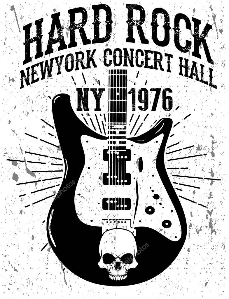 Rock poster, vintage rock and roll typographic for t-shirt; tee 