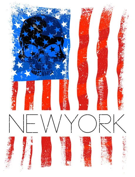 纽约时尚 tee 排版平面设计美国国旗 — 图库矢量图片