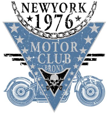 Vintage motosiklet. Çizilmiş grunge vintage illüstrasyon el