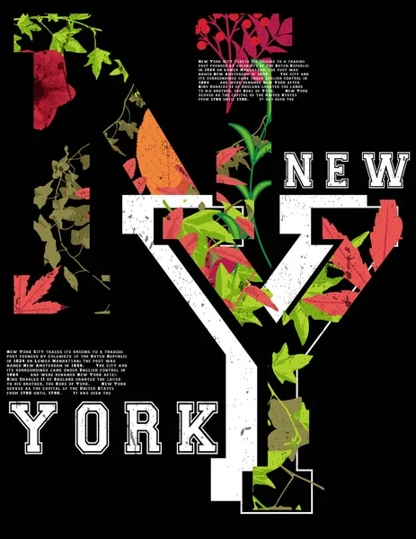 Nova Iorque moda tee tipografia design gráfico —  Vetores de Stock