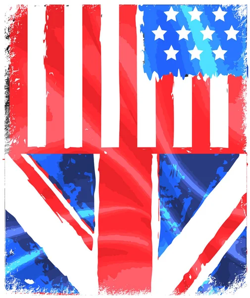 Bandeira grunge americana e inglesa —  Vetores de Stock