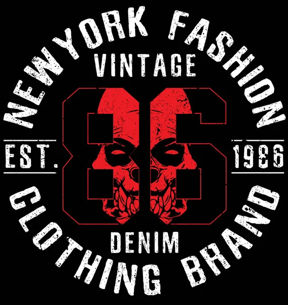 Newyork moda tee tipografia grafica — Vettoriale Stock