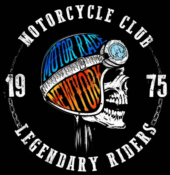 Motorcycle Racing Typography Graphics and Poster. Cráneo y viejo — Vector de stock